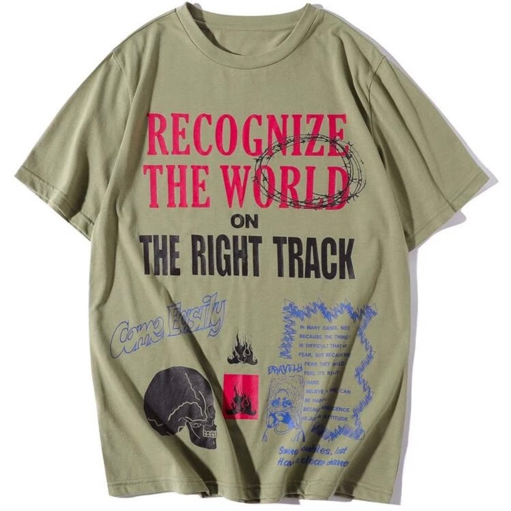olive Green Graphic SHEIN tee